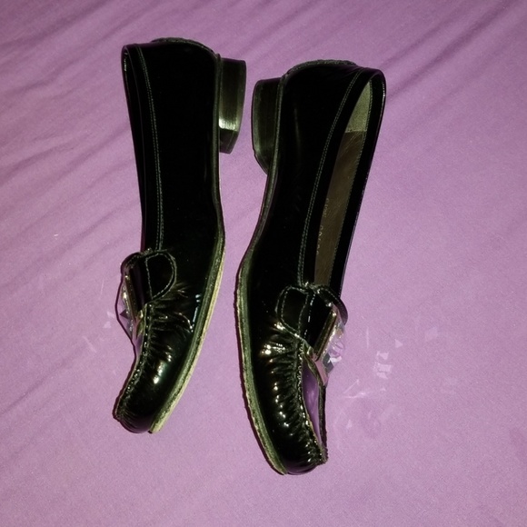 Stewart Weitzman black pattern leather flats Sz 8 - Picture 2 of 8